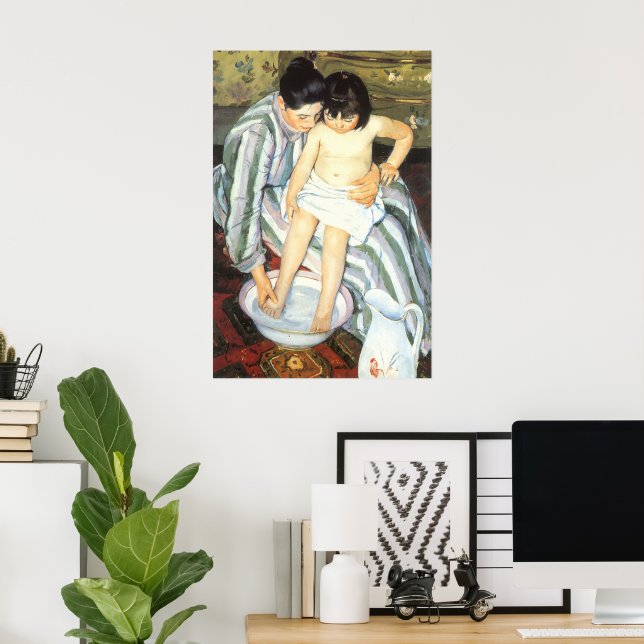Poster Bain d'enfant par Mary Cassatt Impressionnisme Vin (Bureau à domicile)