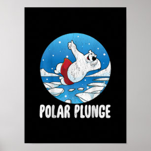 Poster Bain d'hiver Polar Plunge Ice Jump Polar Ours Bain