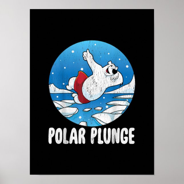 Poster Bain d'hiver Polar Plunge Ice Jump Polar Ours Bain (Devant)