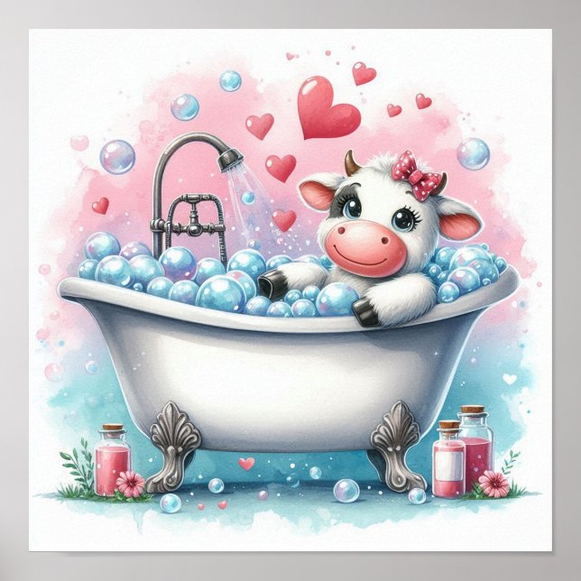 Poster Bain Moussant Vache (Devant)