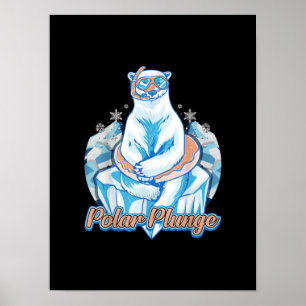Poster Bain Polaire Plongée Ice Jump Funny Ours Polaire B