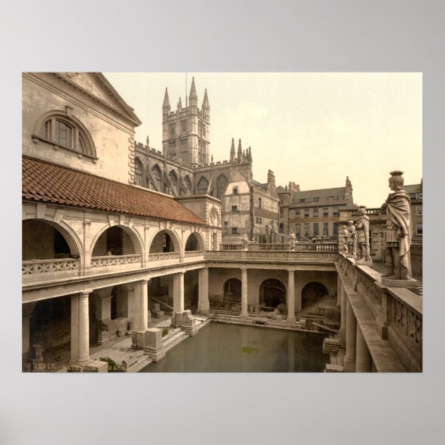 Poster Bains romains et Abbaye IV, Bain, Somerset, Anglet (Devant)