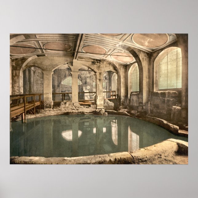Poster Bains romains et Abbaye V, Bath, Somerset, Anglete (Devant)