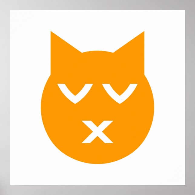 Poster Baiser avec les yeux fermés Emoji Chat (Devant)