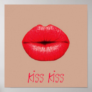Poster Baiser café baiser lèvres rouges pop art