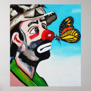 POSTER BAISER DE CLOWN ET DE PAPILLON