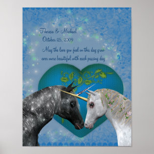 Poster Baiser les licornes Coeur Mariage Anniversaire Pos