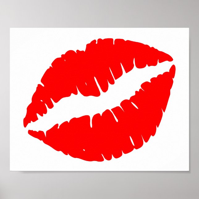 Poster Baiser minimaliste rouge couleur solide (Devant)