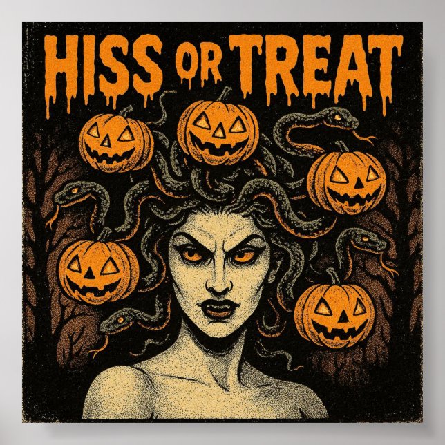 Poster Baiser ou traiter Halloween (Devant)