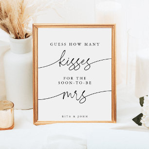 Poster Baisers minimaux modernes pour Mme Fête des mariée