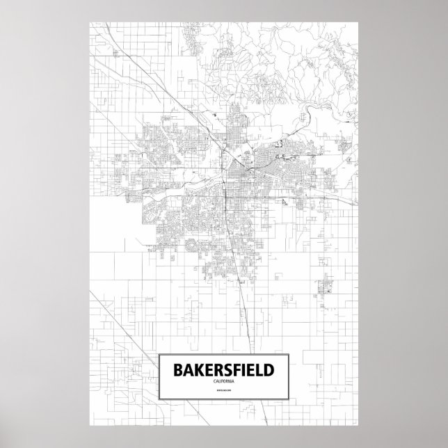 Poster Bakersfield, Californie (noir sur blanc) (Devant)