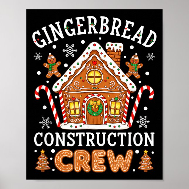 Poster Baking Gingerbread House Construction Crew Christm (Devant)