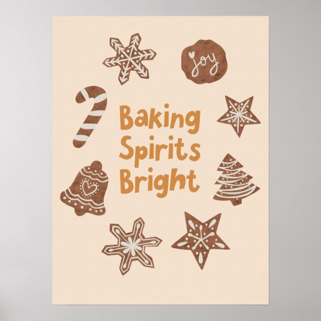 Poster Baking Spirits Bright Christmas Cookies Jaune (Devant)