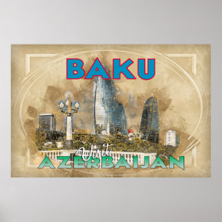Poster Bakou, visite Azerbaïdjan
