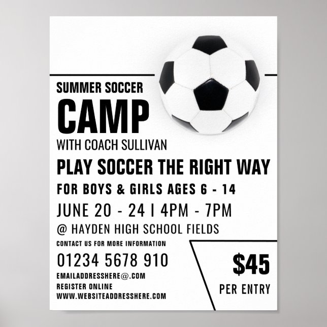 Poster Bal de football, Camp de football Publicité (Devant)