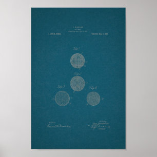 Poster Bal de golf Vintage 1918 Blueprint Art
