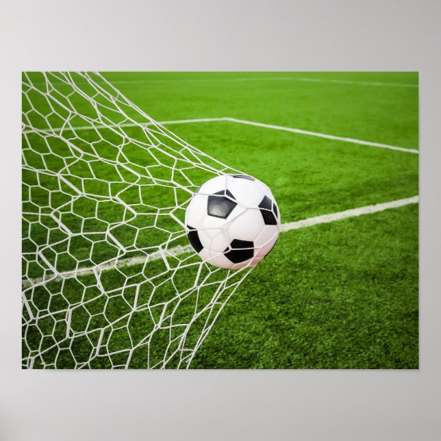 Poster Bal de soccer atteindre l'objectif net (Devant)
