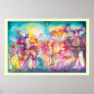 Poster BAL MASQUÉ,Masques de Mardi Gras,Danse,Musique