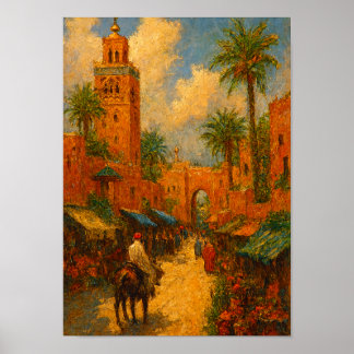 Poster Balade illuminée à travers Marrakech Marocco Vinta