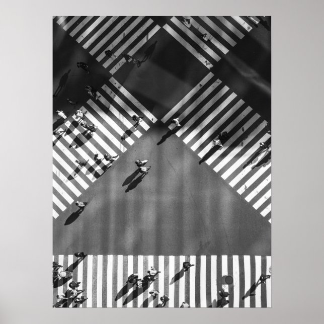 Poster Balade piétonne avec gens et ombres (Devant)