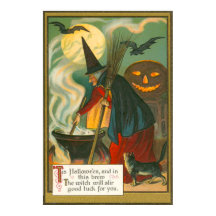 Balai de Sorcière Chaudron Citrouille chauve-souri