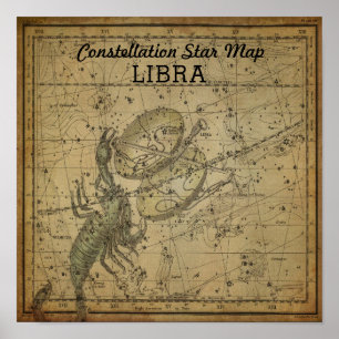 Poster Balance Constellation Star Map Scorpio Nov
