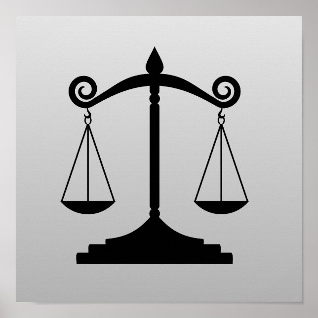Poster Balance de la justice sur un dégradé (Devant)