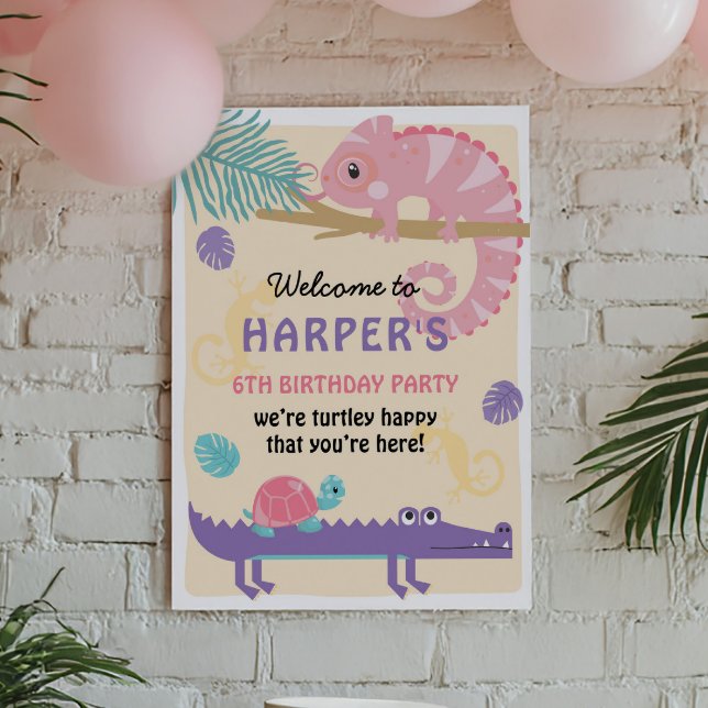 Poster Balances et queues Reptile fille Anniversaire (Créateur téléchargé)