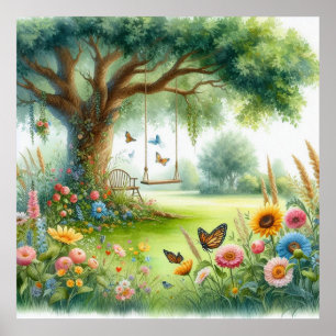 Poster Balançoire de jardin paysage 7