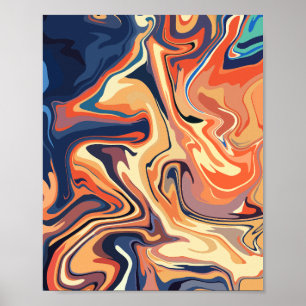 Poster Balayage Abstrait chaud avec des teintes orange et
