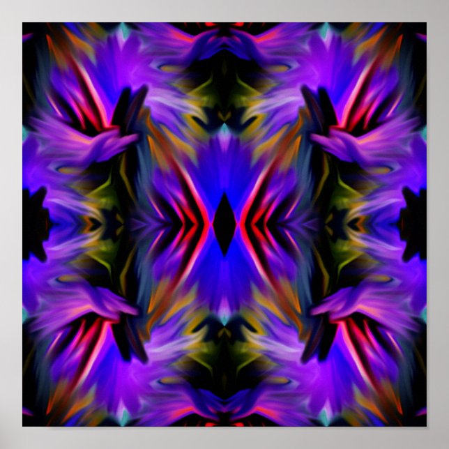 Poster Balayage bleu violet Abstrait (Devant)