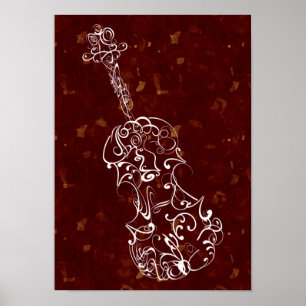 Poster Balayage de violon blanc sur large spectre rouge p