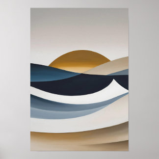 Poster Balayage incurvé - Art minimaliste de vague inspir