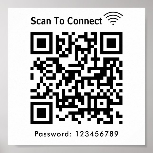 Poster Balayage Wifi Pour Connecter Mot De Passe Code Qr  (Devant)