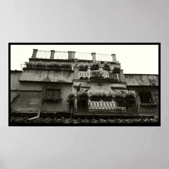 Poster Balcons Ponte Vecchio (Devant)