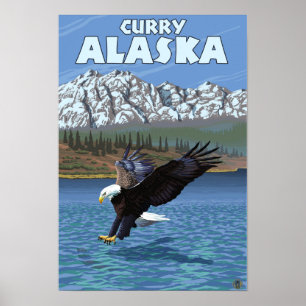 Poster Bald Eagle Diving - Curry, Alaska