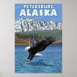 Poster Bald Eagle Diving - Petersburg, Alaska