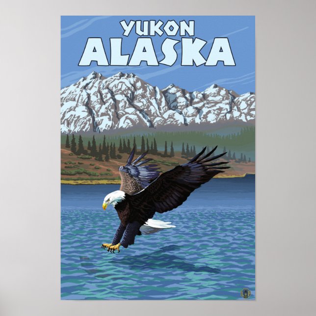 Poster Bald Eagle Diving - Yukon, Alaska (Devant)