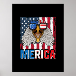 Poster Bald Eagle Merica 4 juillet