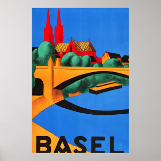 Poster Bâle Suisse années 1930 Style Vintage Européen