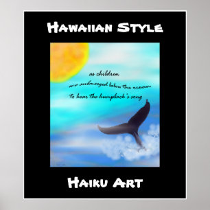 Poster Baleine à bosse de style hawaïen Haiku