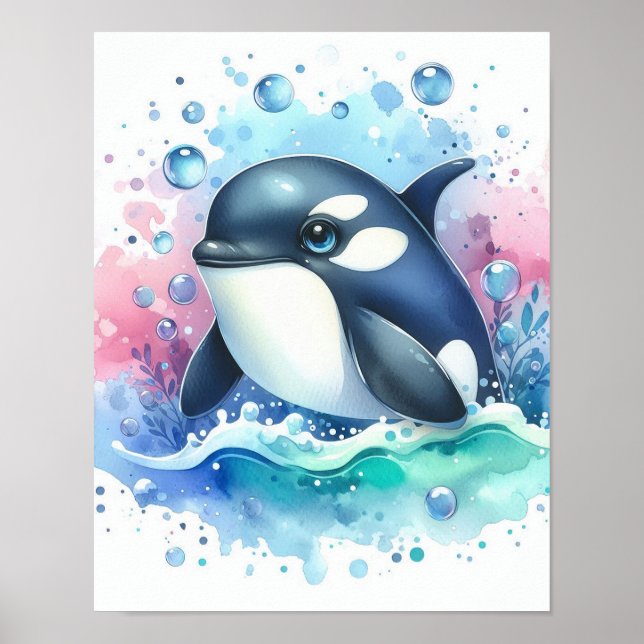 Poster Baleine à l'aquarelle (Devant)