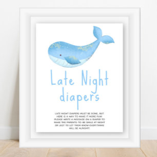 Poster Baleine à l'aquarelle - Couches pour la nuit tardi