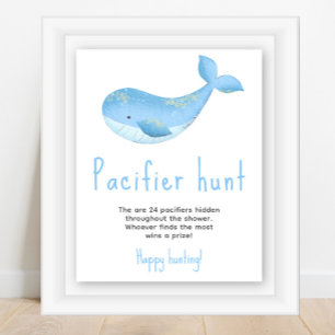 Poster Baleine à l'aquarelle - Jeu de chasse à la tétine