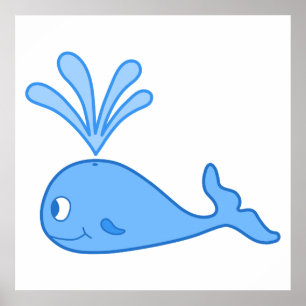 Poster Baleine, Bleu.