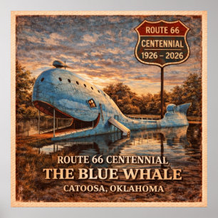 Poster Baleine bleue de Catoosa Oklahoma Centennial
