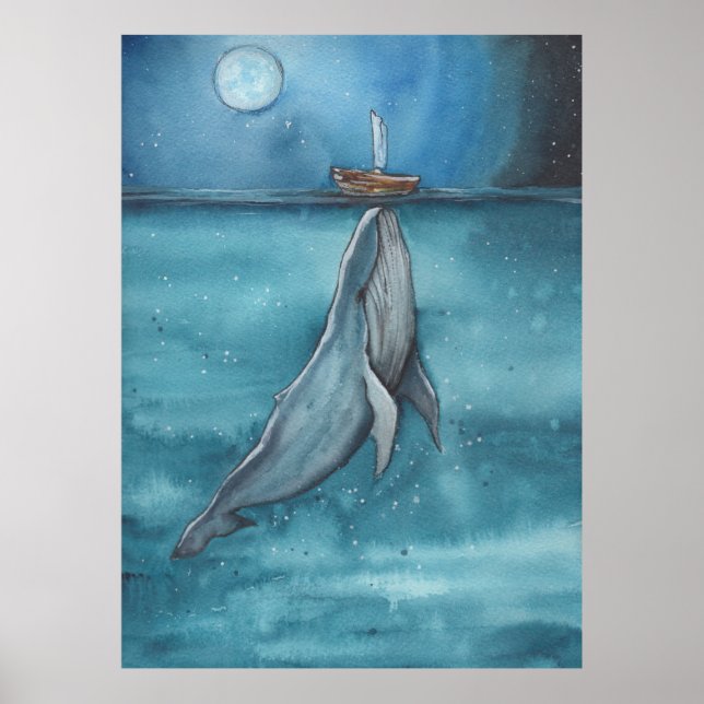 Poster baleine et bateau (Devant)