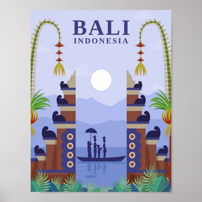 Poster Bali Indonésie Art Voyage illustration (Devant)