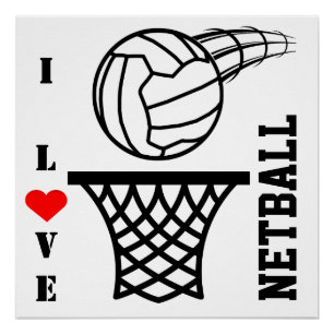 Poster Ball And Net Design I Love Netball