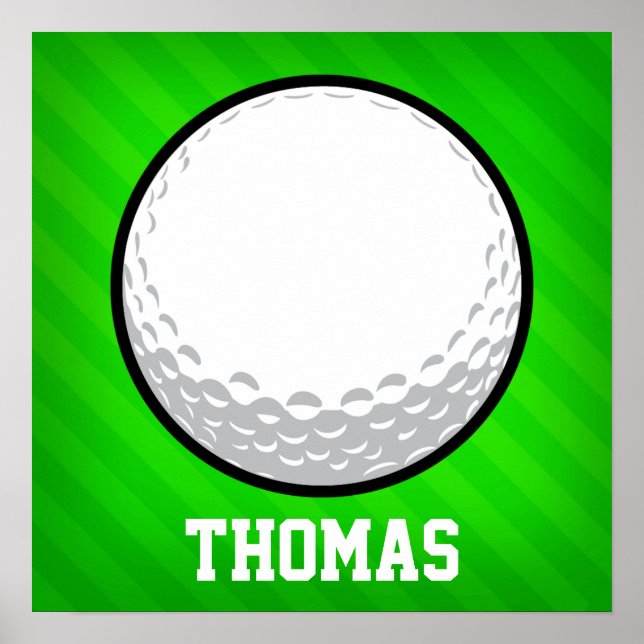 Poster Ball de golf ; Neon Green Strips (Devant)